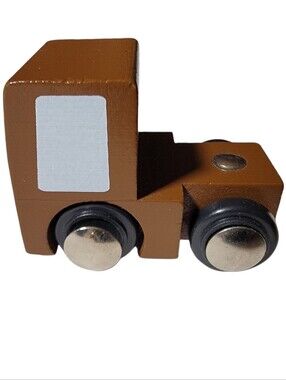 Vintage Brown Wooden Mini Semi Truck Toy
